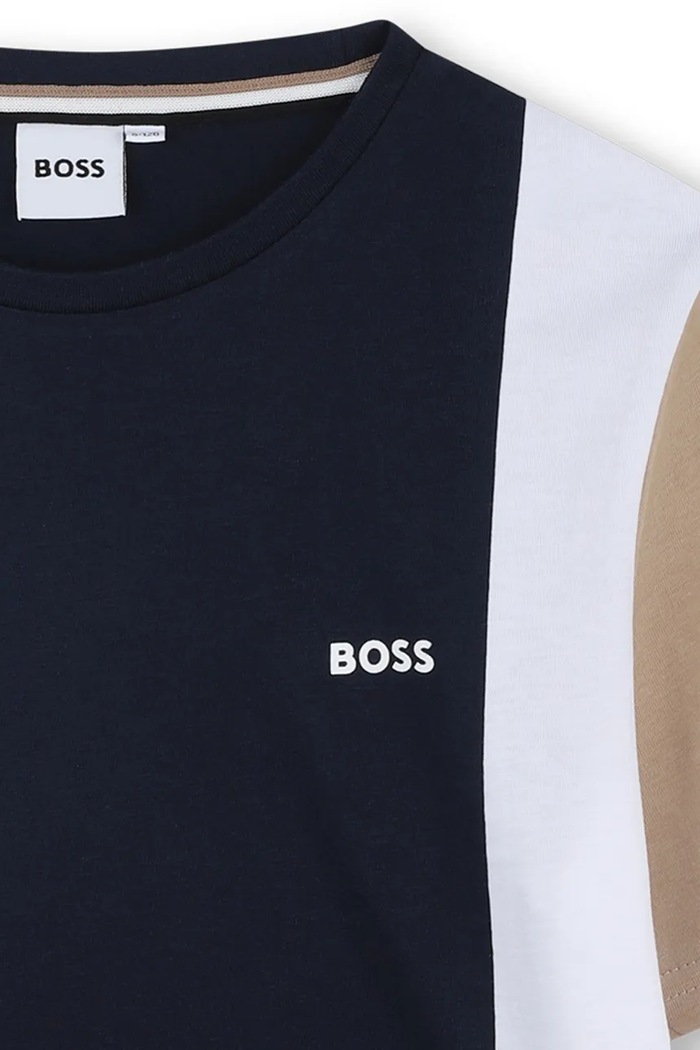 Chłopiec BOSS T-shirt bawełniany dziecięcy J52039.162.174 granatowy