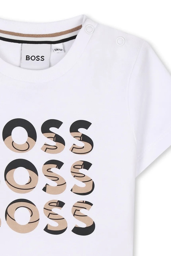 Dječaci Pamučna majica kratkih rukava za bebe BOSS J52113.86.94 bijela