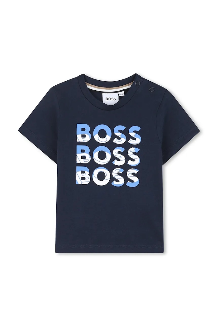 BOSS t-shirt bawełniany niemowlęcy nadruk granatowy J52113.67.81