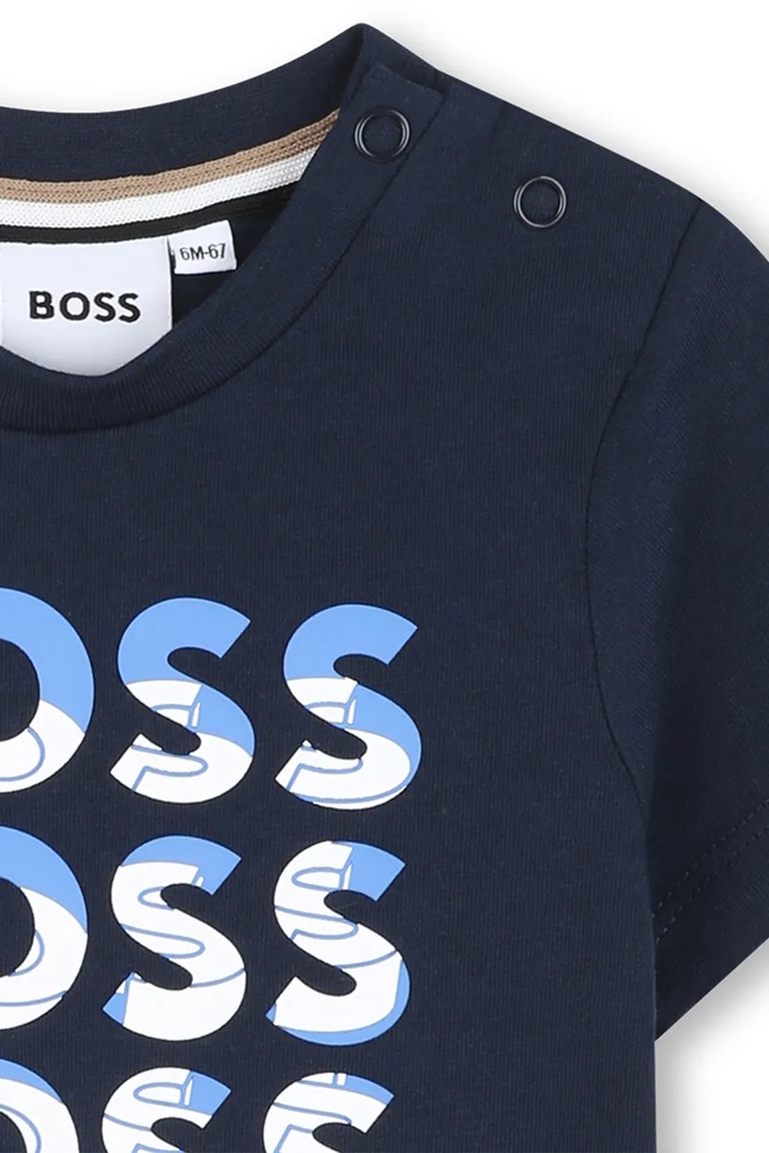Chłopiec BOSS t-shirt bawełniany niemowlęcy J52113.67.81 granatowy