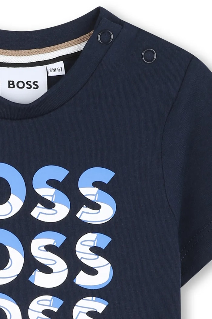 Chłopiec BOSS t-shirt bawełniany niemowlęcy J52113.67.81 granatowy