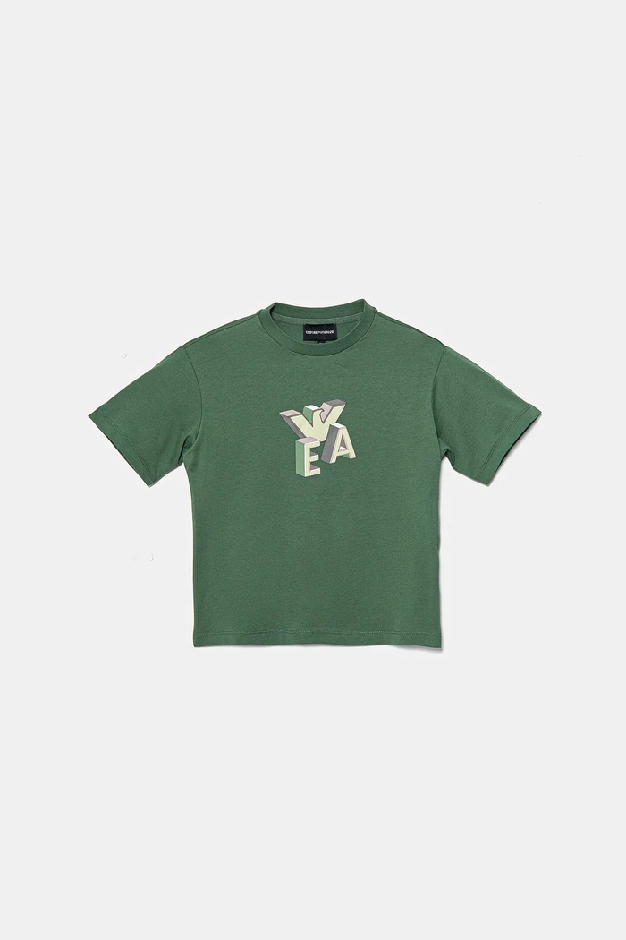 Emporio Armani t-shirt bawełniany dziecięcy 2-pack EB000318.AF13913 beżowy SS25