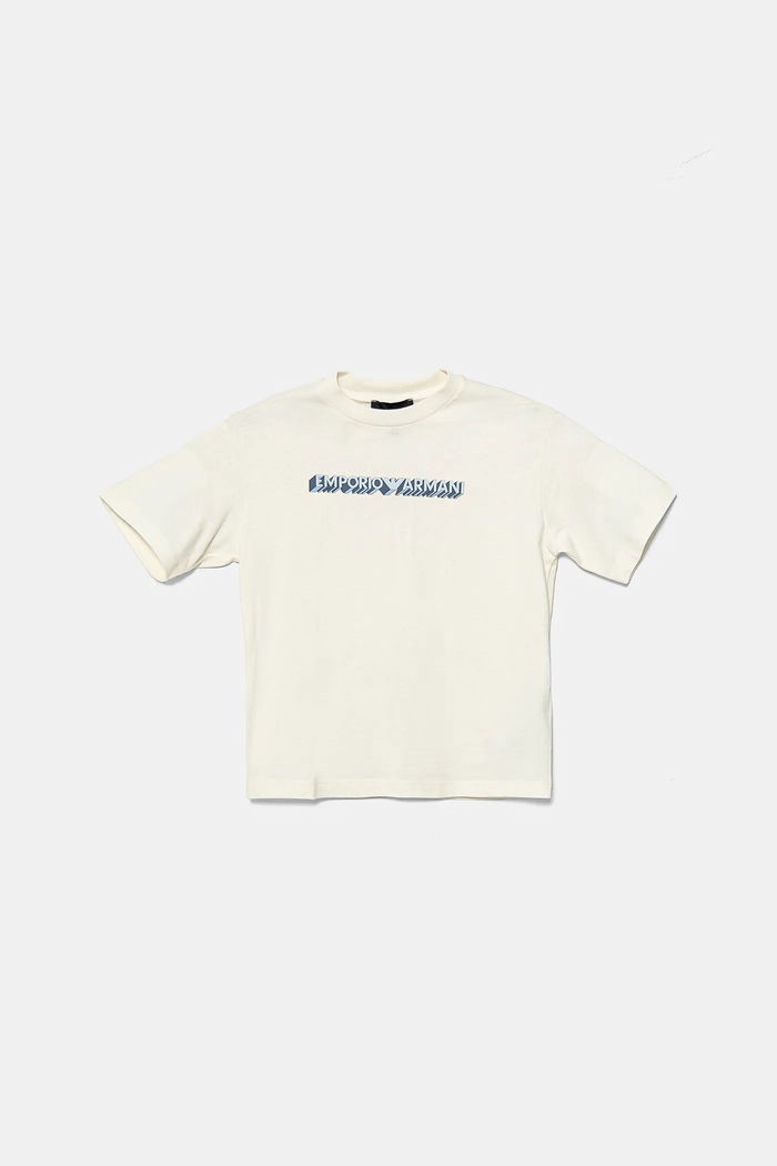 Chłopiec Emporio Armani t-shirt bawełniany dziecięcy 2-pack EB000318.AF13913 beżowy