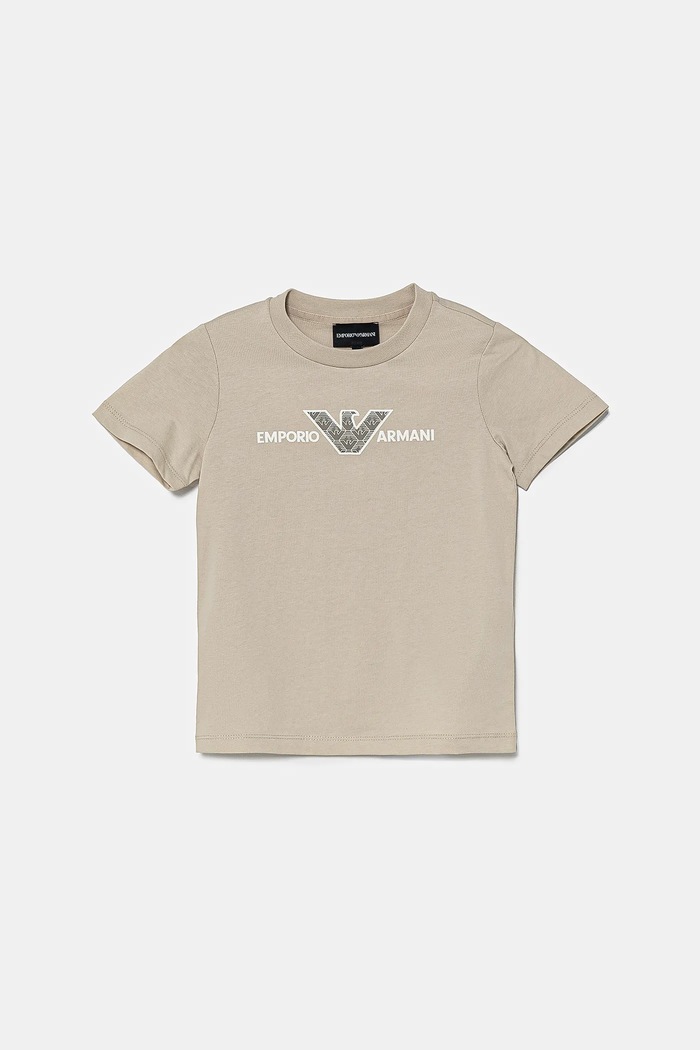 Chłopiec Emporio Armani t-shirt bawełniany dziecięcy 3-pack EB000320.AF13913 beżowy