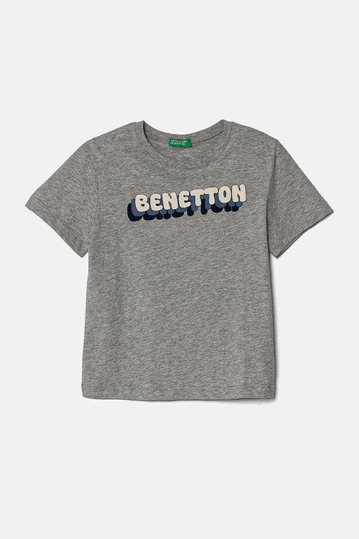 United Colors of Benetton t-shirt bawełniany dziecięcy nadruk szary 3I1XG10HT.P.Seasonal