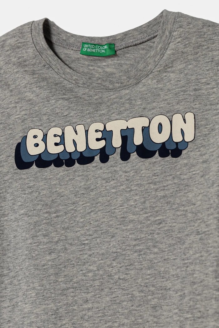 Chłopiec United Colors of Benetton t-shirt bawełniany dziecięcy 3I1XG10HT.P.Seasonal szary