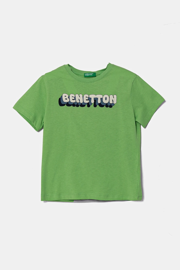 United Colors of Benetton t-shirt bawełniany dziecięcy nadruk zielony 3I1XG10HT.P.Seasonal