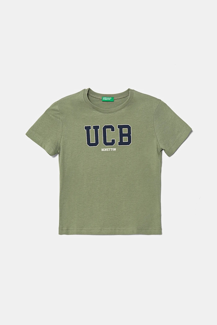 Детска памучна тениска United Colors of Benetton памук зелен 3I1XG10HT.P.Seasonal