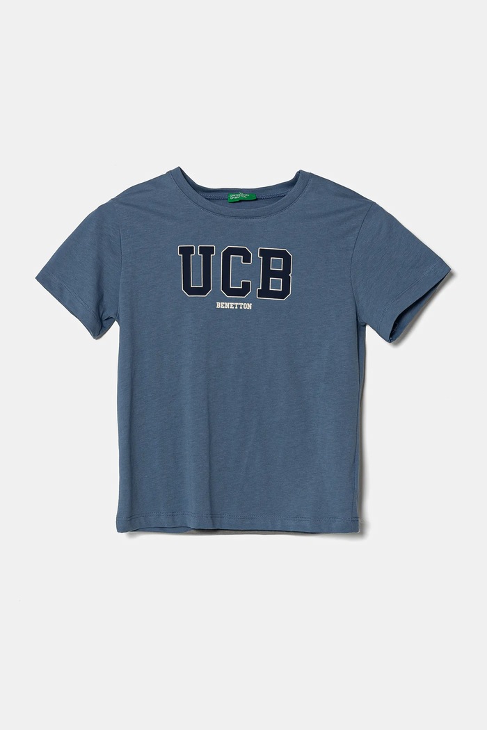 United Colors of Benetton t-shirt bawełniany dziecięcy nadruk niebieski 3I1XG10HT.P.Seasonal