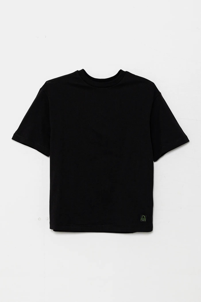 United Colors of Benetton tricou de bumbac pentru copii uni negru 35RYC10NC.G.Seasonal