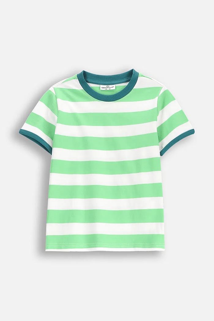 Coccodrillo t-shirt bawełniany dziecięcy wzorzyste zielony WC5143205DBK