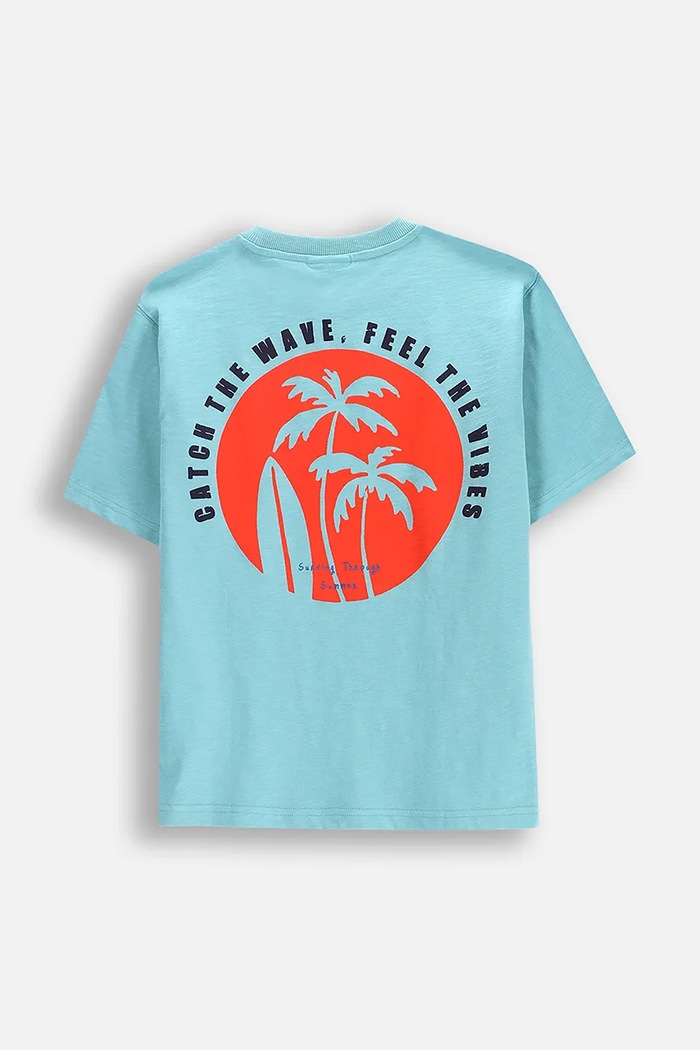 Chłopiec Coccodrillo T-shirt bawełniany WC5143201HBJ turkusowy