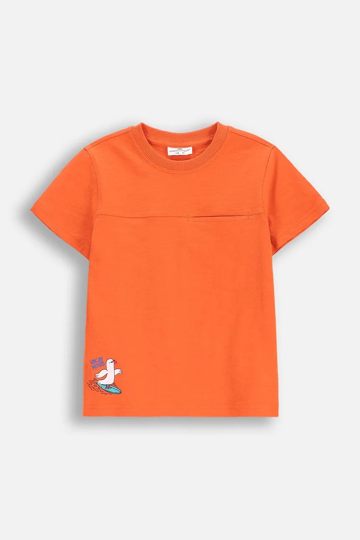 Coccodrillo t-shirt bawełniany dziecięcy nadruk pomarańczowy WC5143202HBK