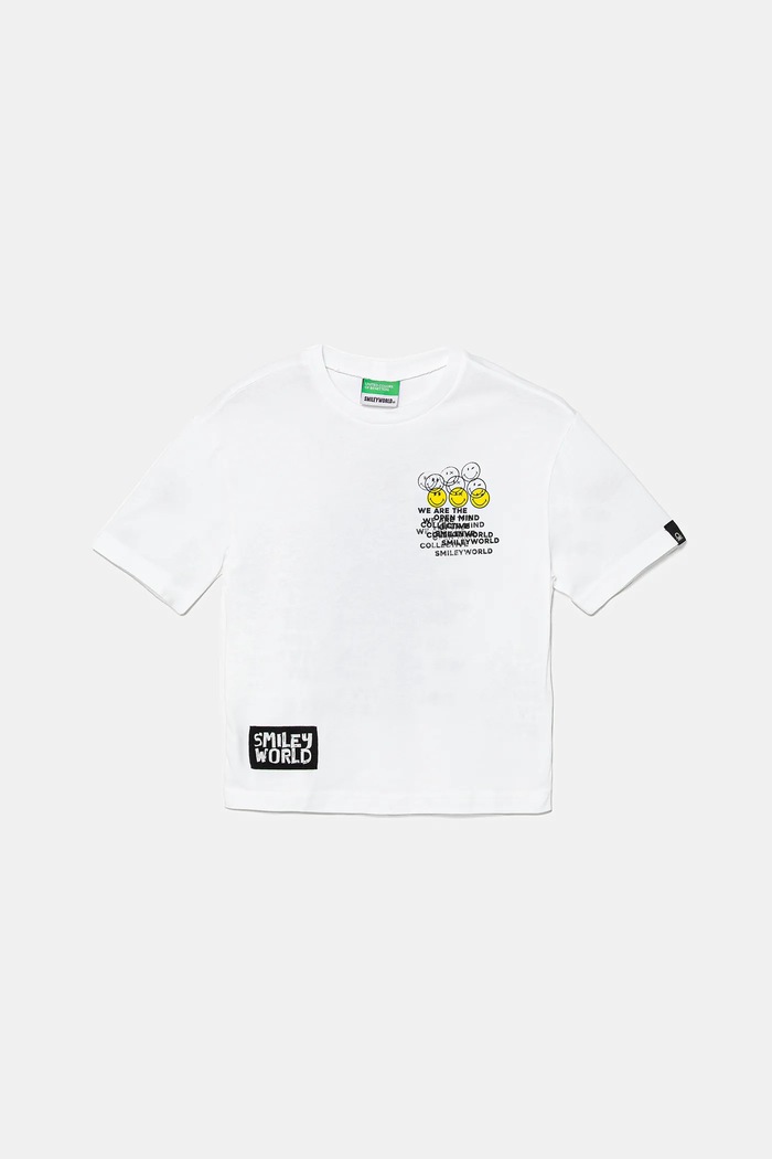 United Colors of Benetton t-shirt bawełniany dziecięcy nadruk biały 3I1XC10NR.G.Seasonal