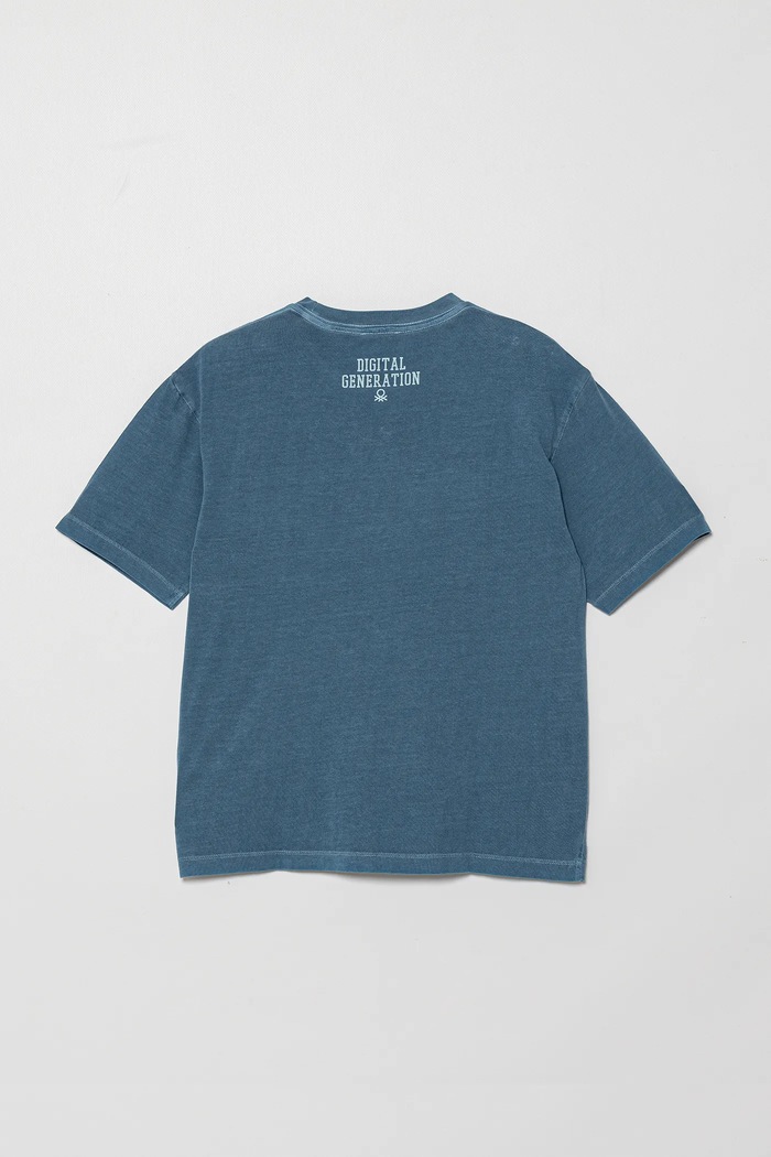 United Colors of Benetton t-shirt bawełniany dziecięcy 3PCMC10N7.G.Seasonal niebieski SS25