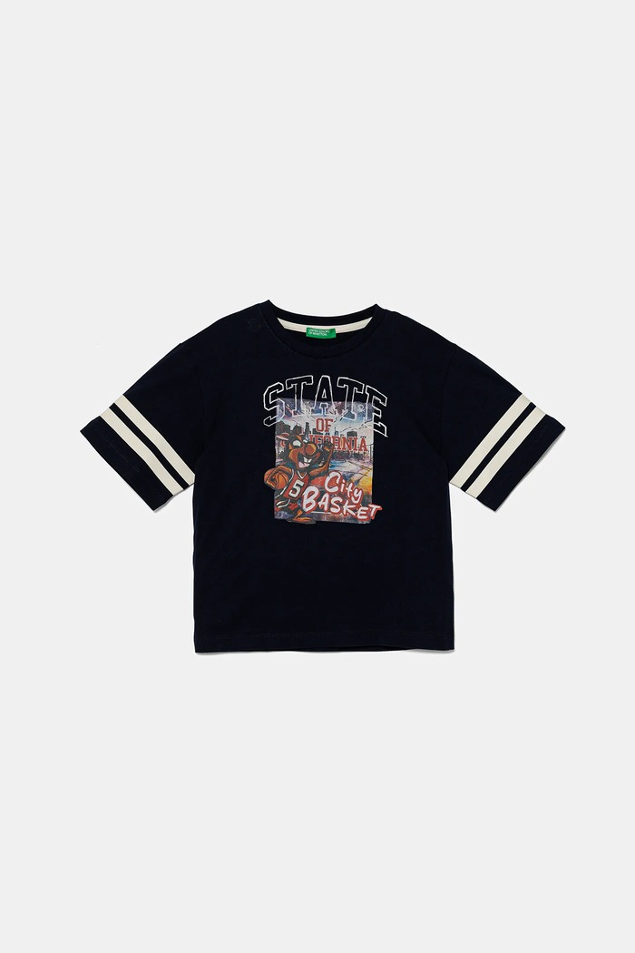 Dječja pamučna majica kratkih rukava United Colors of Benetton pamuk mornarsko plava 3I1XG10IM.P.Seasonal