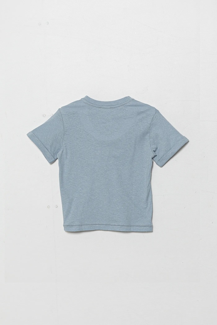 United Colors of Benetton t-shirt z domieszką lnu dziecięcy 3F4JG10IF.P.Seasonal niebieski SS25