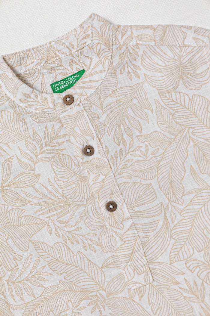 Dječaci Dječja pamučna majica kratkih rukava United Colors of Benetton 5OUGGQ02G.P.Seasonal bež