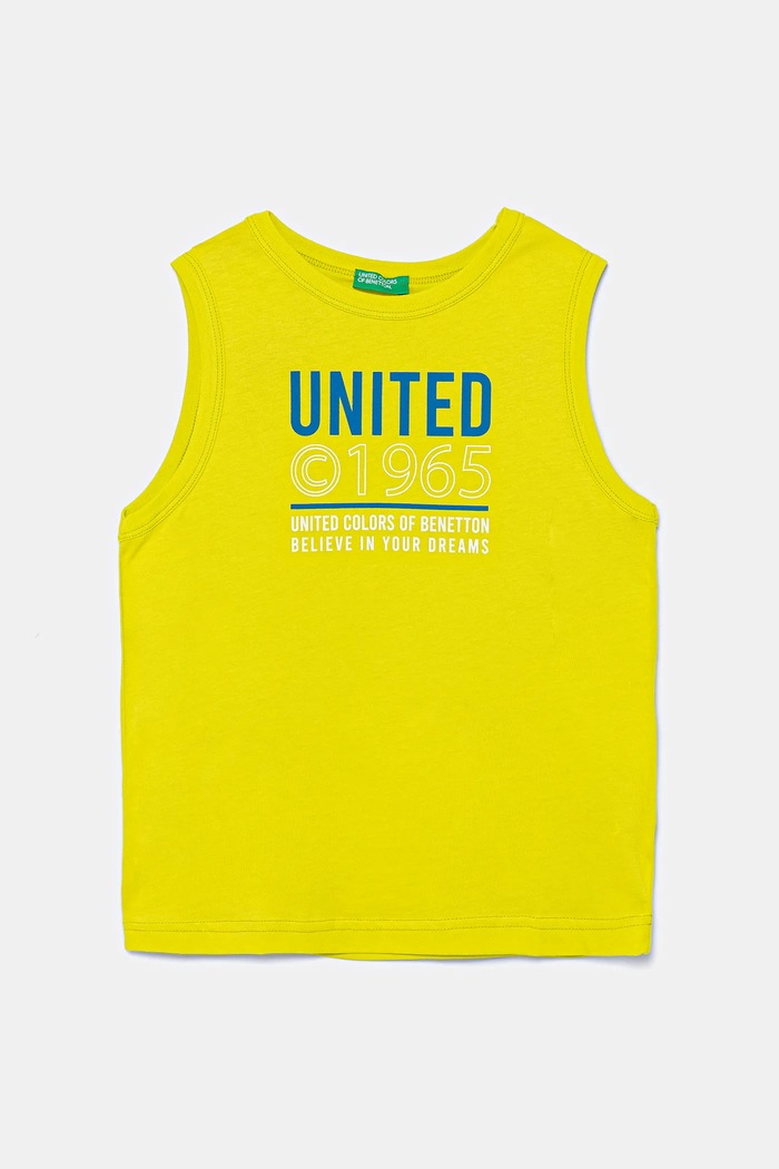 United Colors of Benetton top bawełniany dziecięcy nadruk zielony 3I1XCH01W.G.Seasonal