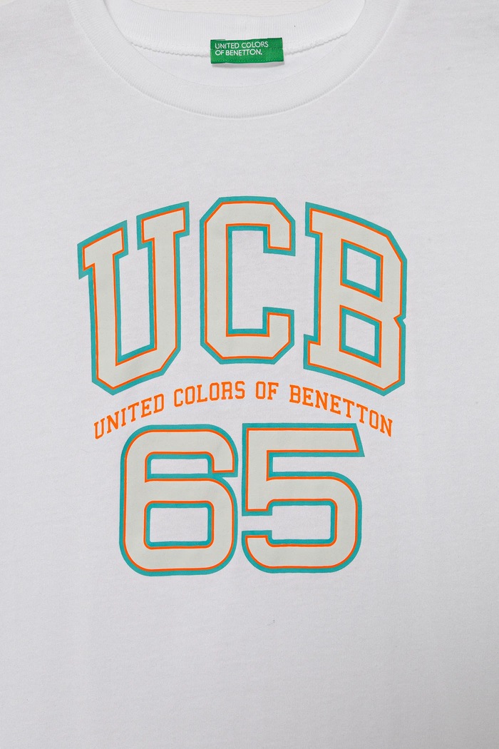 Chłopiec United Colors of Benetton T-shirt bawełniany dziecięcy 3I1XC10OO.G.Seasonal biały