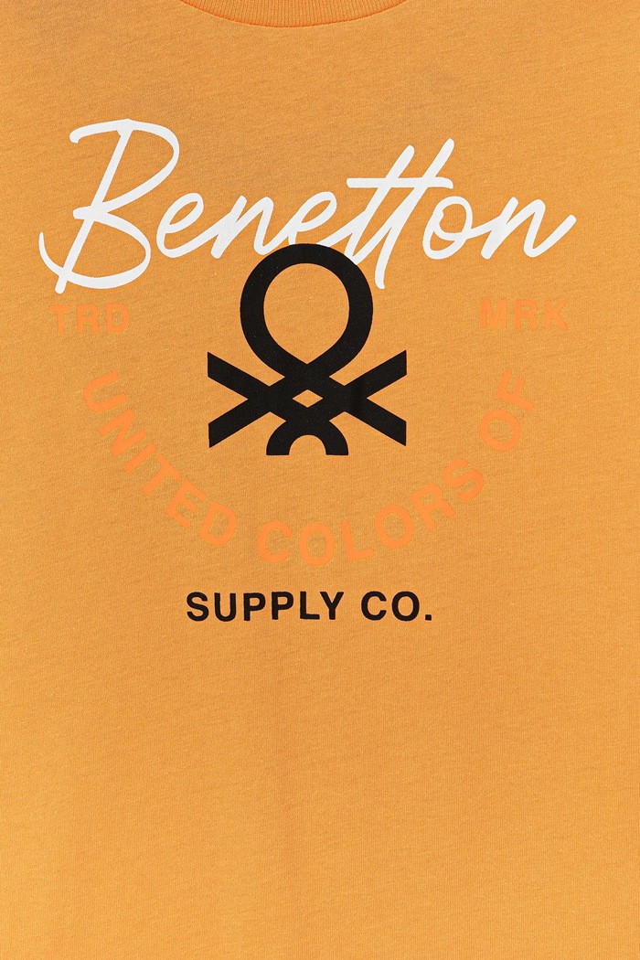 Chłopiec United Colors of Benetton t-shirt bawełniany dziecięcy 3I1XC10OO.G.Seasonal pomarańczowy