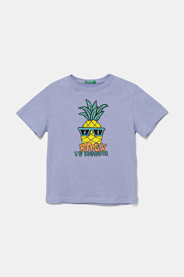 United Colors of Benetton t-shirt bawełniany dziecięcy nadruk fioletowy 3I1XG10JM.P.Seasonal