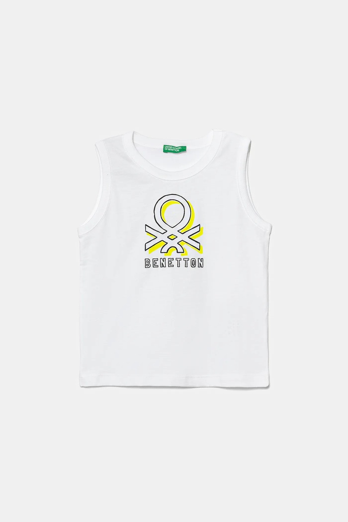 United Colors of Benetton t-shirt bawełniany dziecięcy nadruk biały 3I1XGH013.P.Seasonal