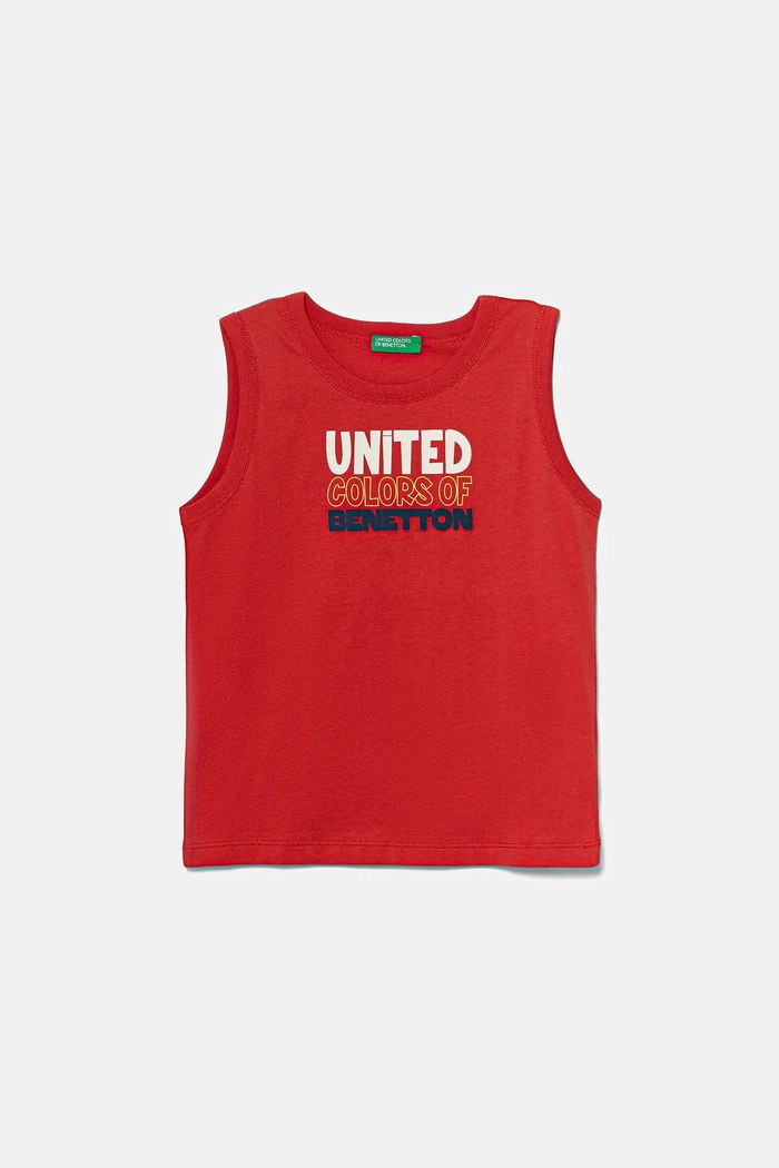 United Colors of Benetton t-shirt bawełniany dziecięcy nadruk czerwony 3I1XGH013.P.Seasonal