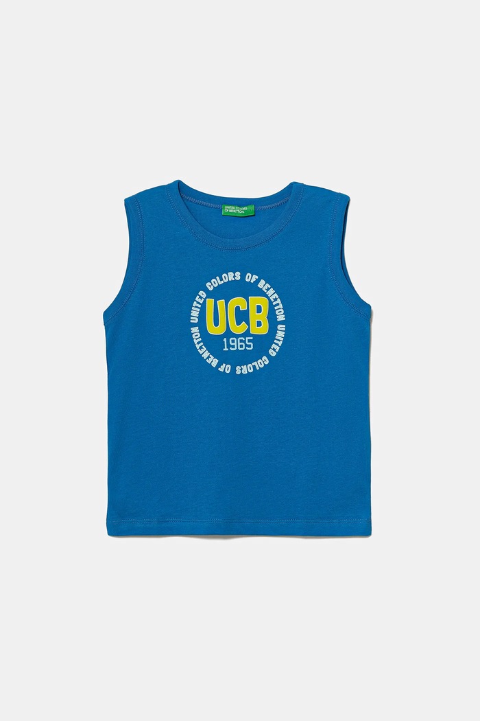 United Colors of Benetton t-shirt bawełniany dziecięcy nadruk niebieski 3I1XGH013.P.Seasonal