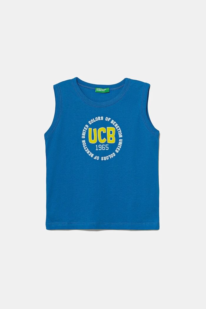 United Colors of Benetton t-shirt bawełniany dziecięcy nadruk niebieski 3I1XGH013.P.Seasonal