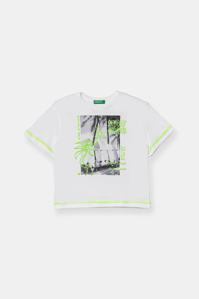 Detské bavlnené tričko United Colors of Benetton nášivka biela 3I1XG10JG.P.Seasonal