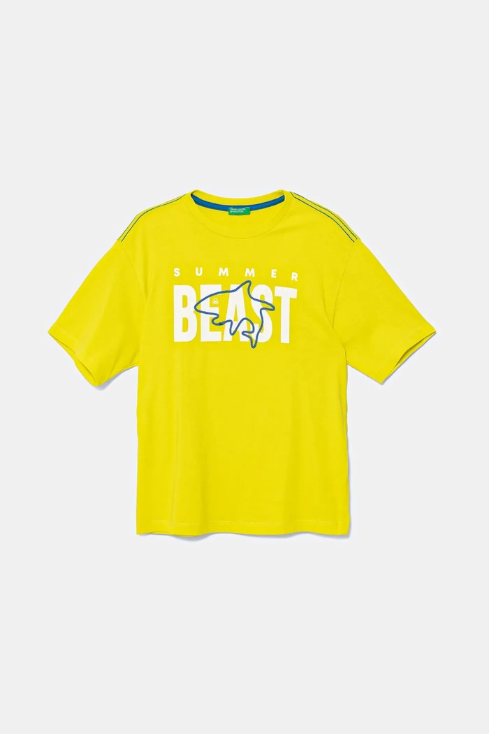 United Colors of Benetton t-shirt bawełniany dziecięcy nadruk zielony 3I1XC10P4.G.Seasonal