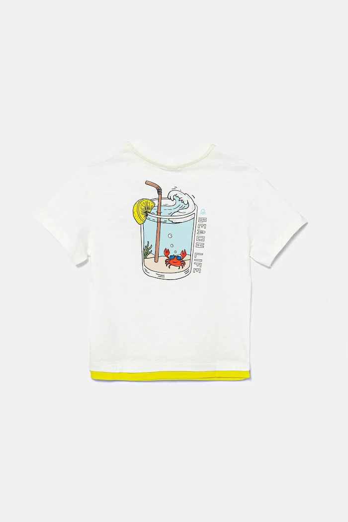 Dětské bavlněné tričko United Colors of Benetton 3SLUG10JF.P.Seasonal bílá SS25