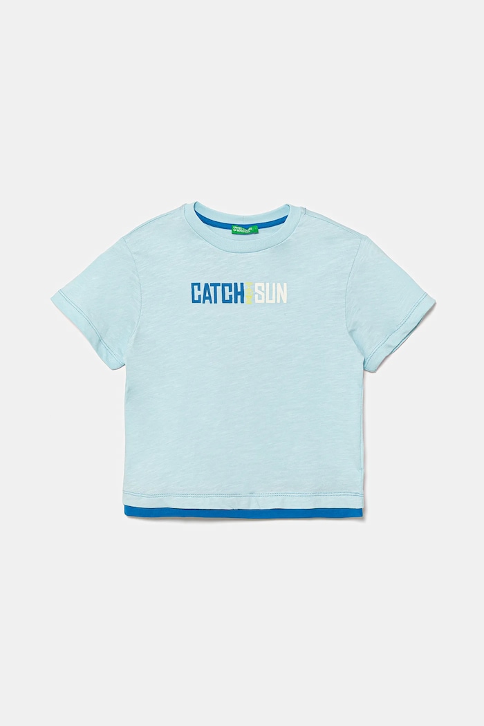 United Colors of Benetton t-shirt bawełniany dziecięcy nadruk niebieski 3SLUG10JF.P.Seasonal