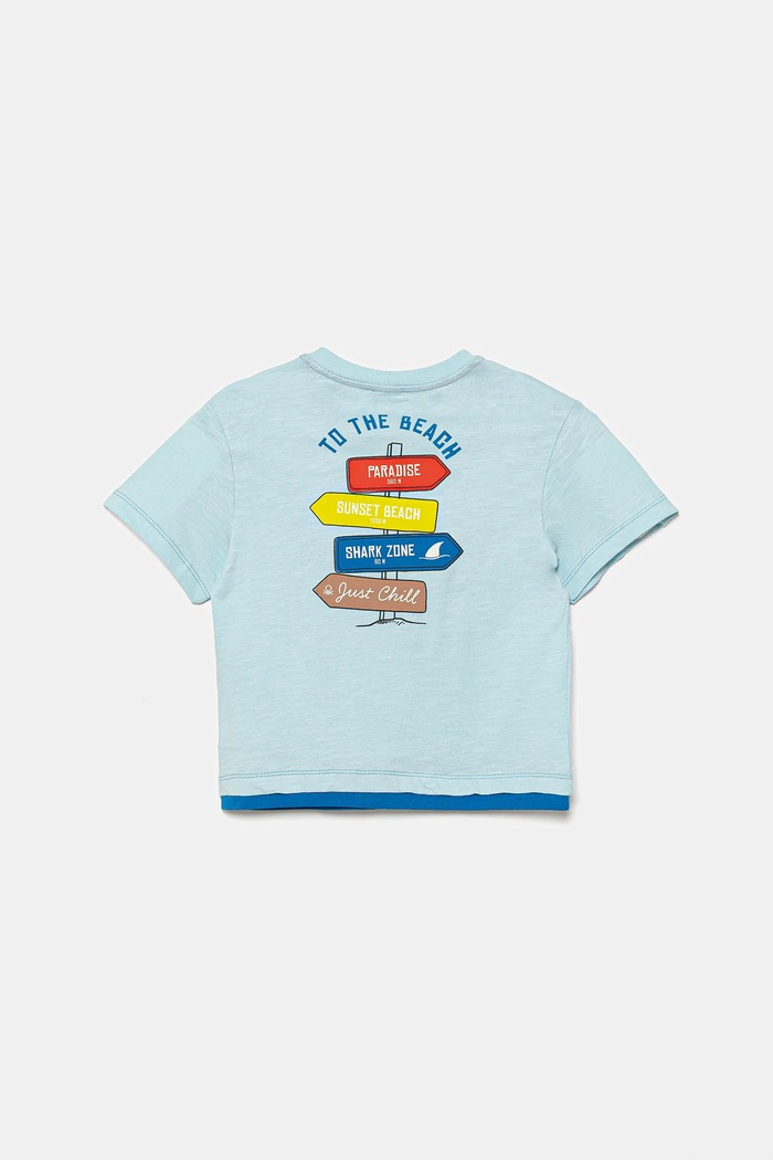 United Colors of Benetton t-shirt bawełniany dziecięcy 3SLUG10JF.P.Seasonal niebieski SS25