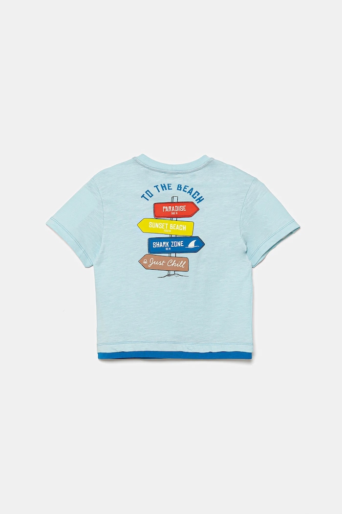 United Colors of Benetton t-shirt bawełniany dziecięcy 3SLUG10JF.P.Seasonal niebieski SS25