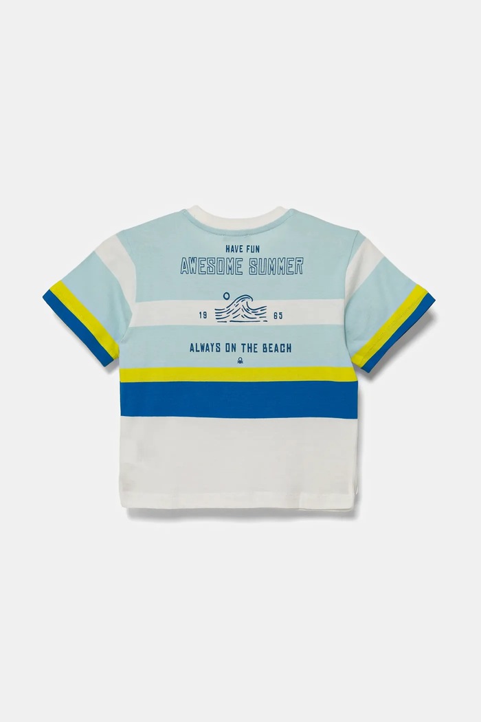 United Colors of Benetton t-shirt bawełniany dziecięcy 3V0HG10JE.P.Seasonal niebieski SS25