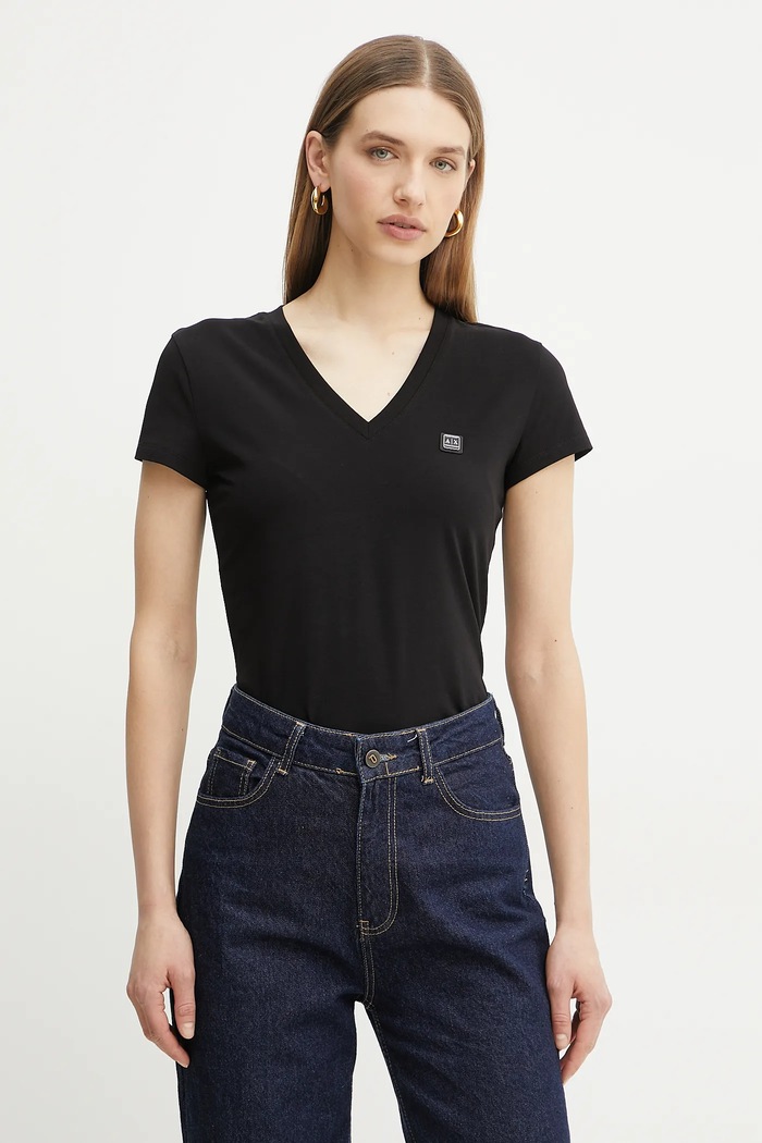 Tričko Armani Exchange jednofarebný čierna XW000105.AF11929