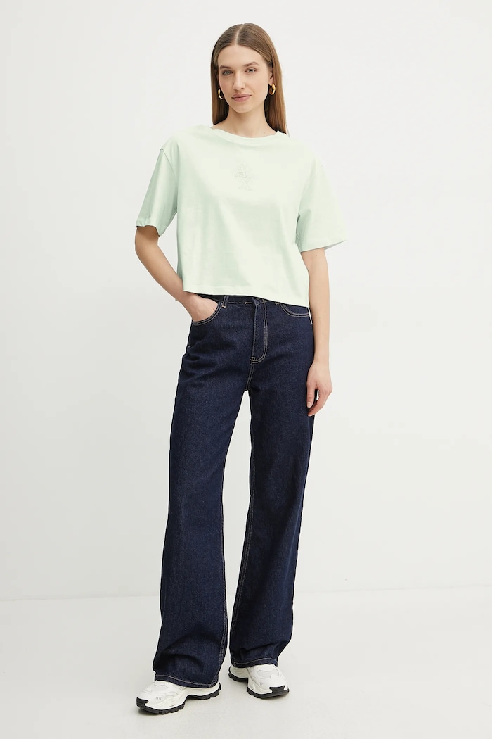 Bombažna kratka majica Armani Exchange XW000102.AF10359 zelena SS25