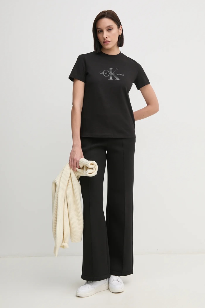 Bavlnené tričko Calvin Klein Jeans J20J224983 čierna SS25