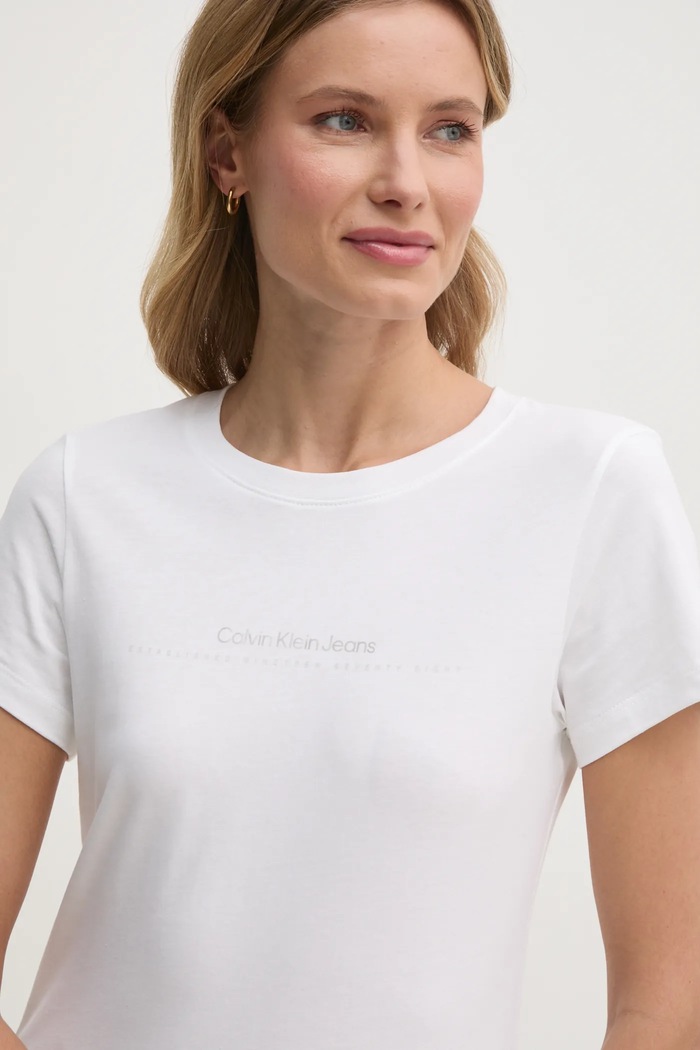 Calvin Klein Jeans pamut póló bézs J20J224990
