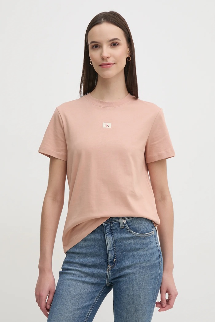Calvin Klein Jeans tricou din bumbac imprimeu portocaliu J20J225084
