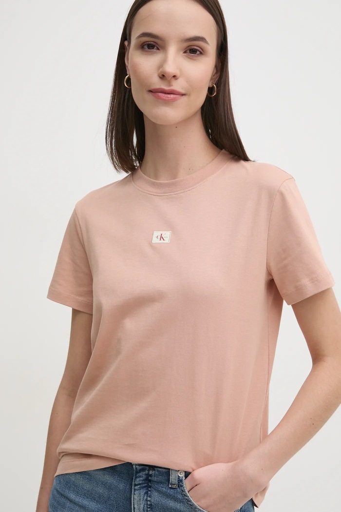 Calvin Klein Jeans tricou din bumbac J20J225084 portocaliu