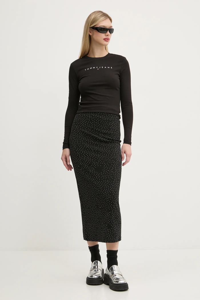 Tommy Jeans top a maniche lunghe in cotone DW0DW19434 nero SS25