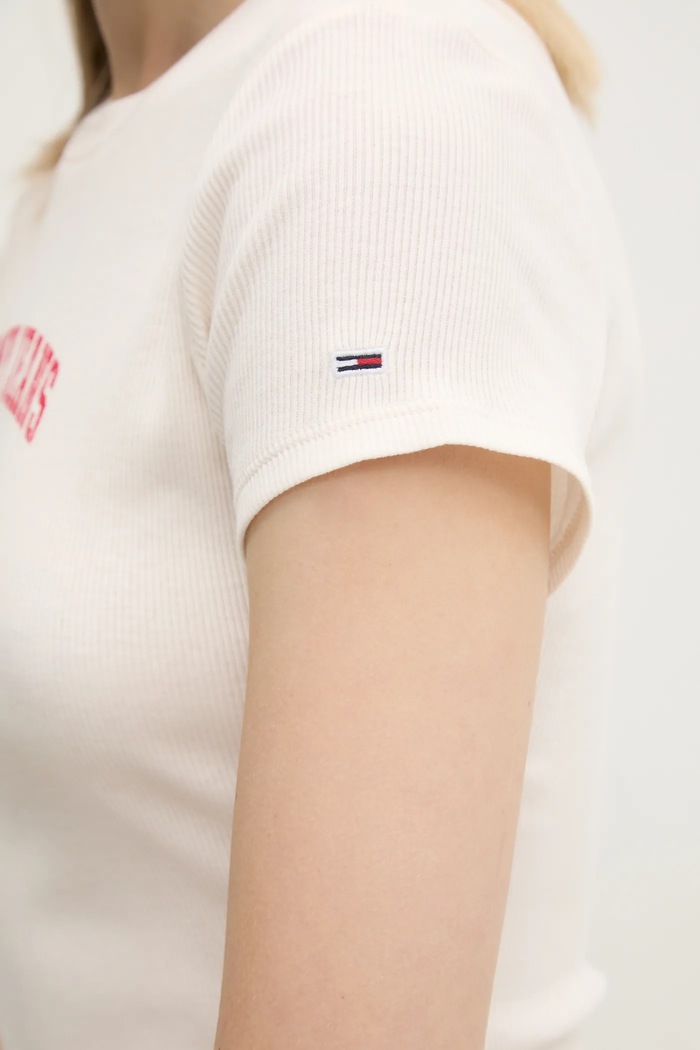 Bavlnené tričko Tommy Jeans DW0DW19435 béžová