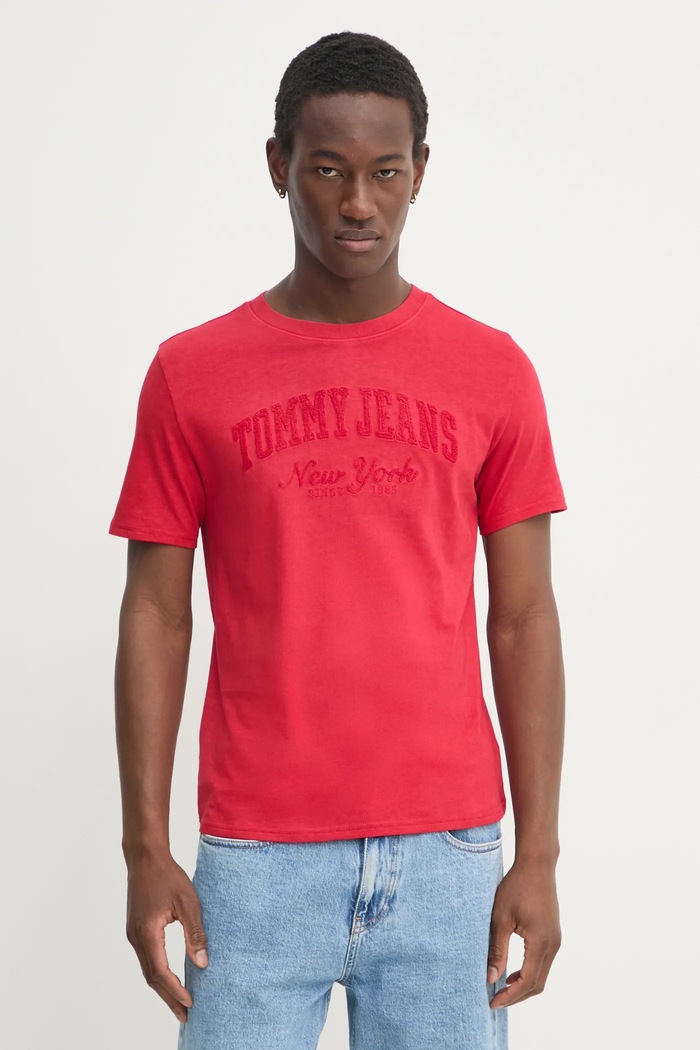 Majica kratkih rukava Tommy Jeans pamuk crvena DW0DW19444