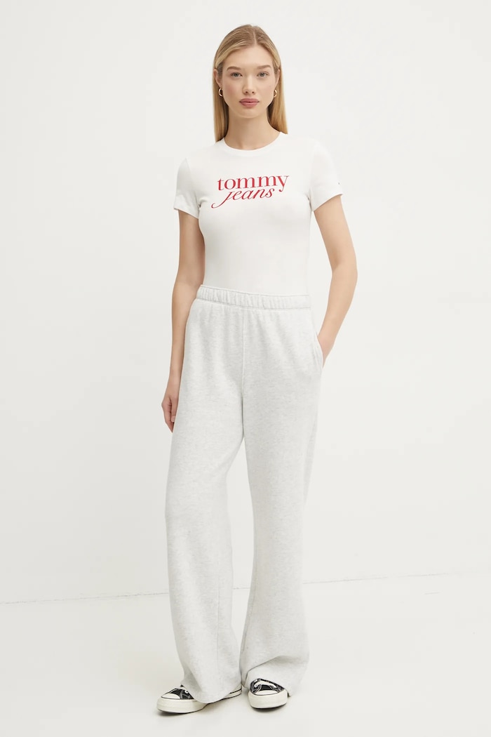 Tommy Jeans pamut póló DW0DW19447 fehér SS25