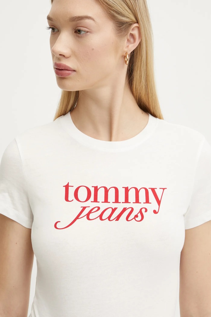 Tommy Jeans pamut póló fehér DW0DW19447