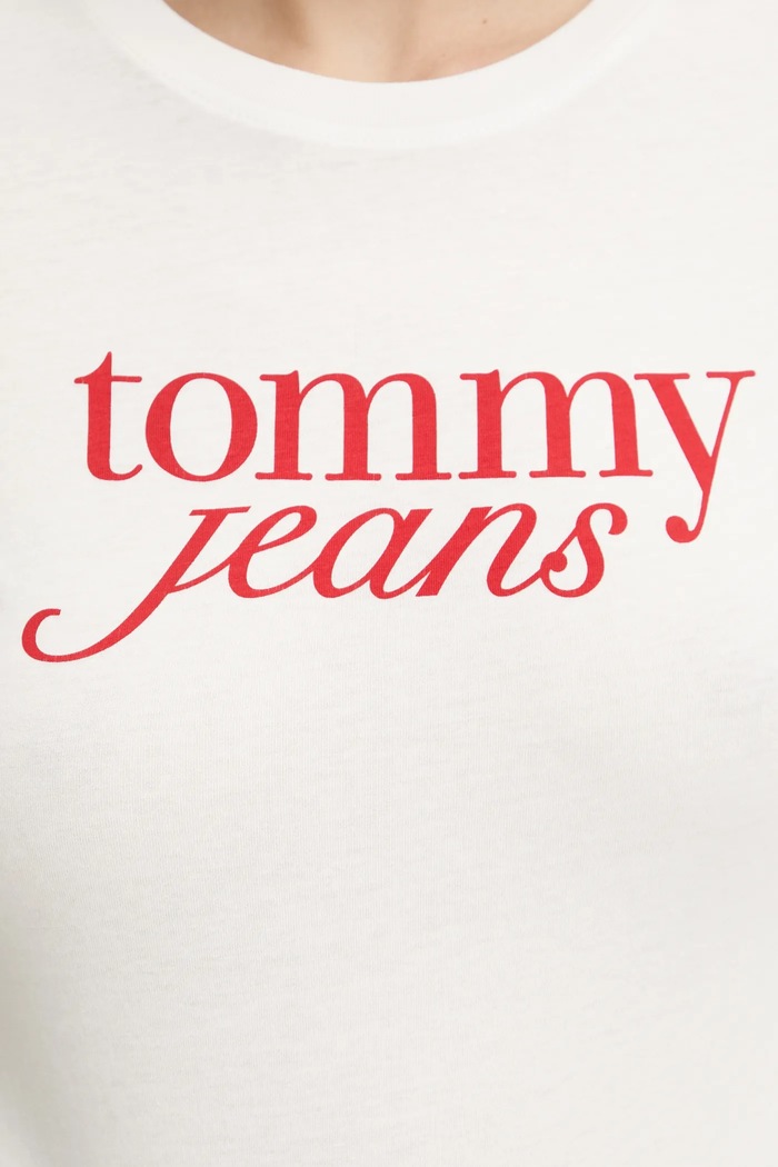 Tommy Jeans pamut póló DW0DW19447 fehér