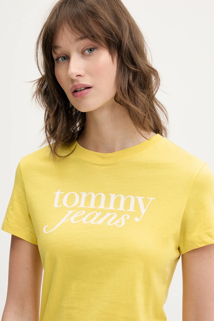 Oblečenie Bavlnené tričko Tommy Jeans DW0DW19447 žltá